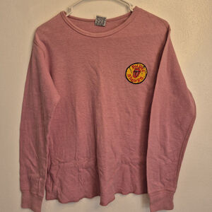 Rolling Stones Long Sleeve Womens Shirt Size Medium Pink Tongue Lips Logo